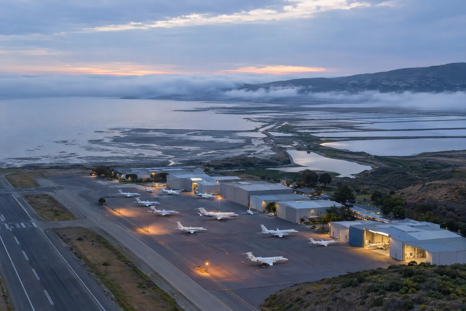 Business aviation ramp near San Francisco