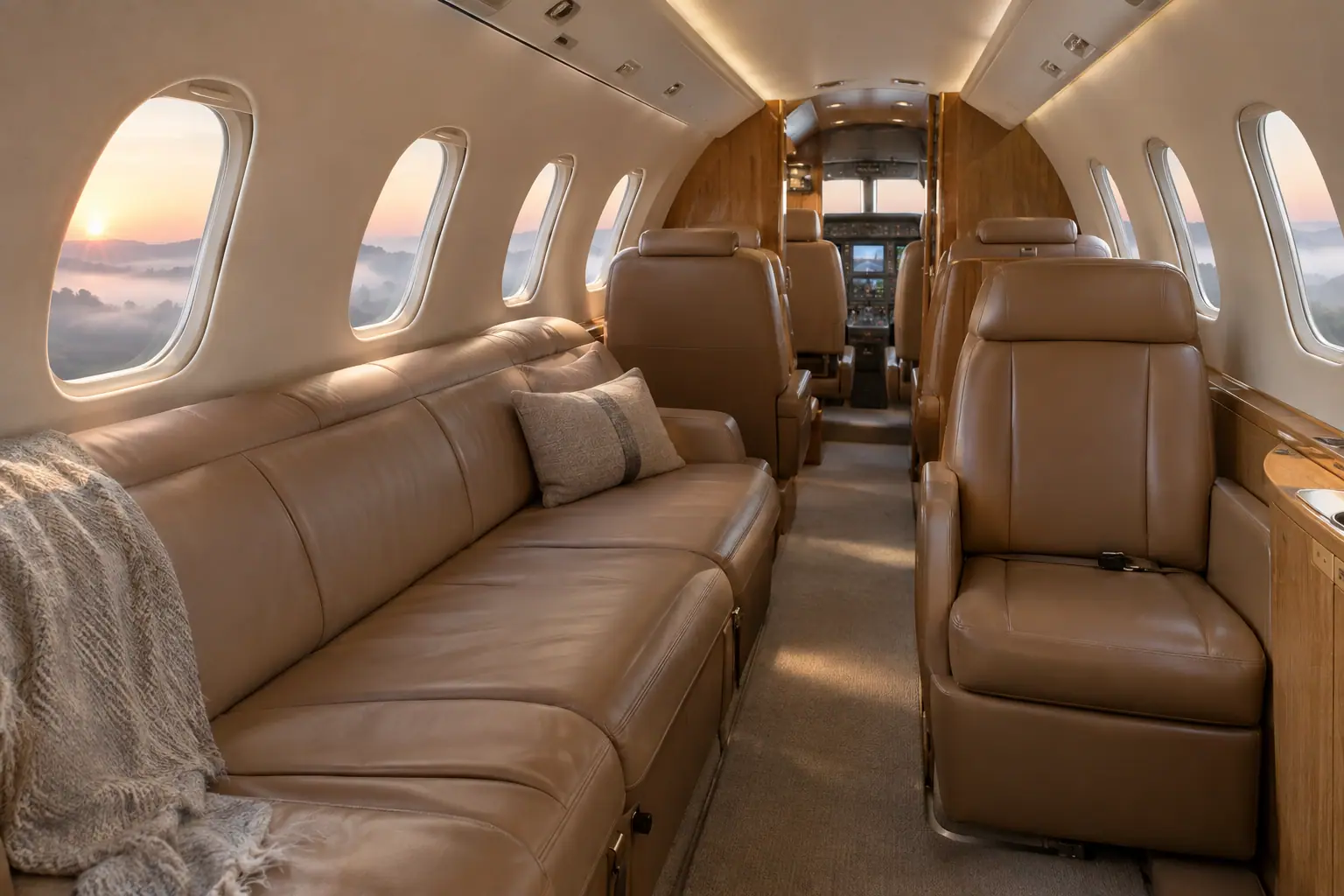Light jet cabin interior