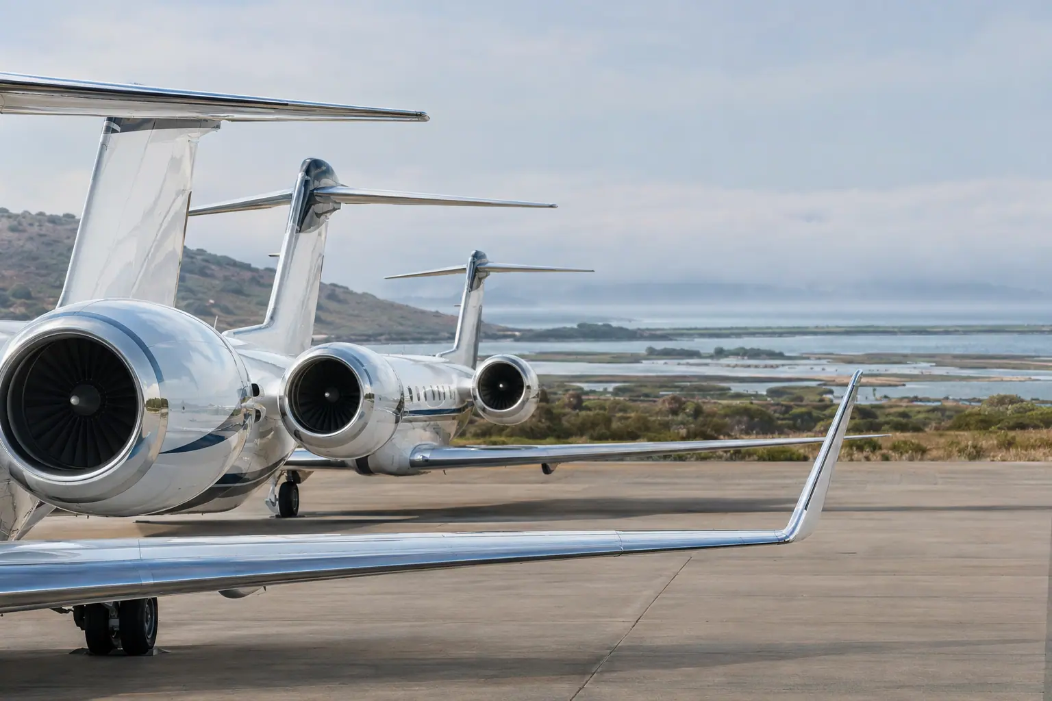 Business jets on the ramp