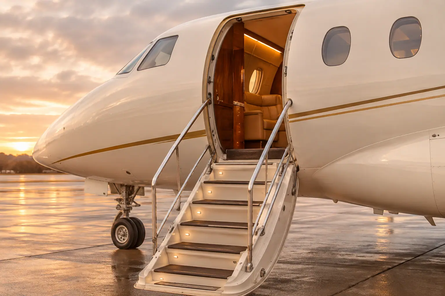 Open airstair of a private jet