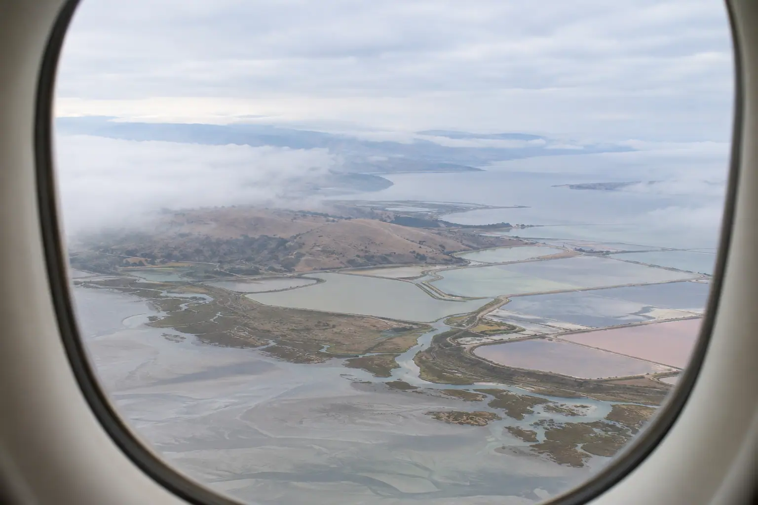 San Francisco area from a private jet window
